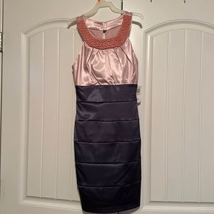 B Darlin dress. Beautiful peach and gray. 3/4 juniors.